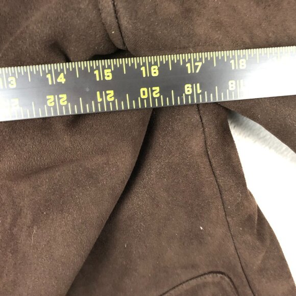 Chaps Womens Peacoat Jacket Medium Brown Faux Suede Toggle Coat Hooded Retro - Picture 5 of 10